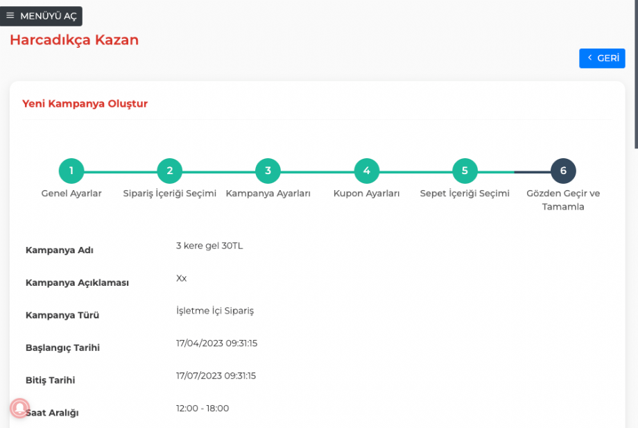 Sadakat programı hazırlamak, adım 6