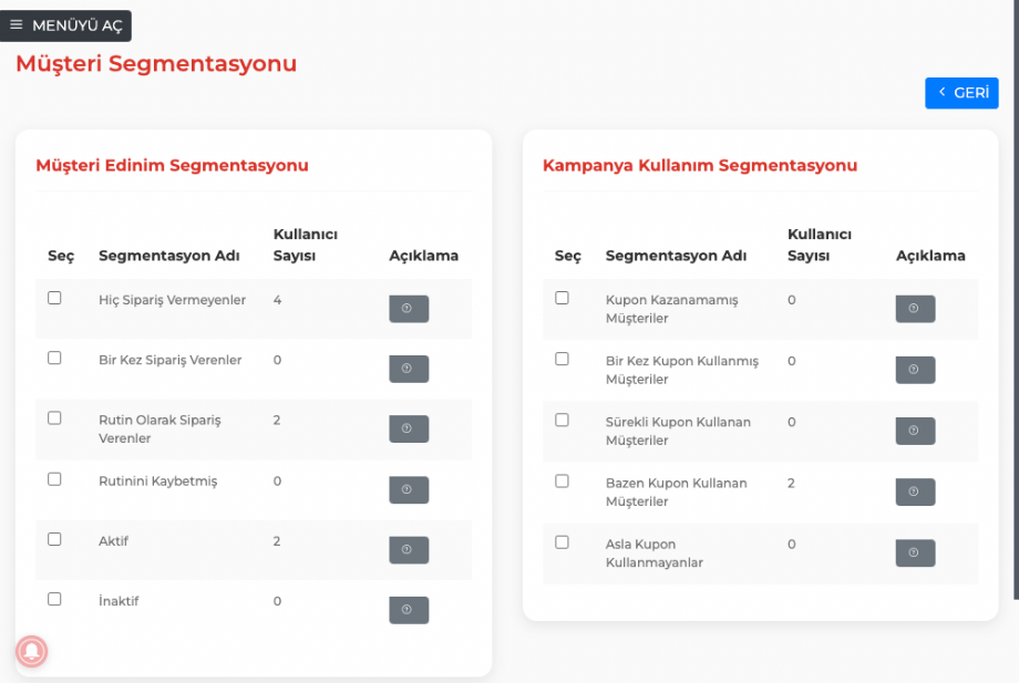 Müşteri segmentasyonu ile kampanya hazırlamak, adım 7